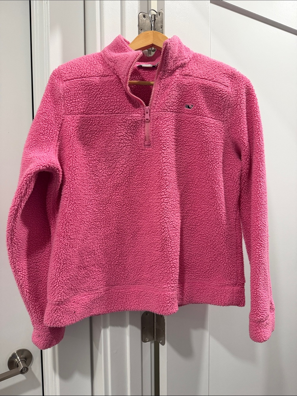 Vineyard Vines Hot Pink Sherpa Quarter-Zip Pullover